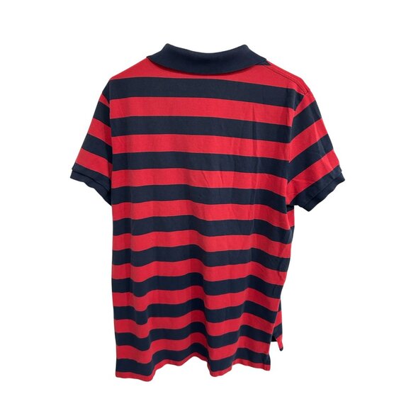 Polo By Ralph Lauren Mens Red & Navy Striped Custom Fit Cotton Polo Shirt XL - Picture 2 of 11